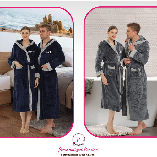 Personalized Passion Personalized Hooded Plush Robes WomenMen Custom